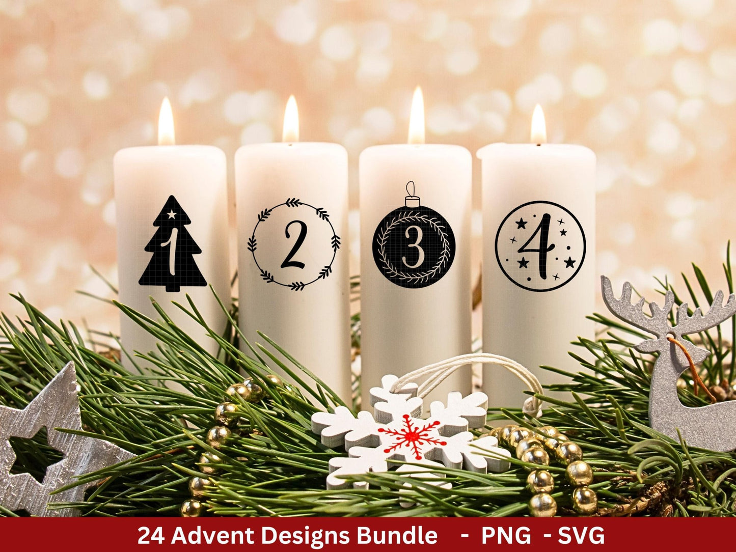 Plotterdatei Adventskalenderzahlen Svg - Adventskalender Svg - Plotterdatei Adventskalender - Plotterdatei Weihnachten - Weihnachtskalender - EmidaDesign