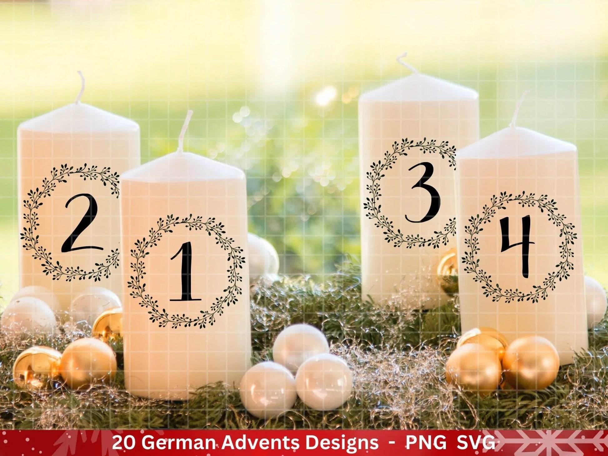 Advent Plotterdatei Svg Png - Plotterdatei 1-4 Adventszahlen Svg -Weihnachten Svg - Silhouette Cricut Download - Weihnachtsgeschenk