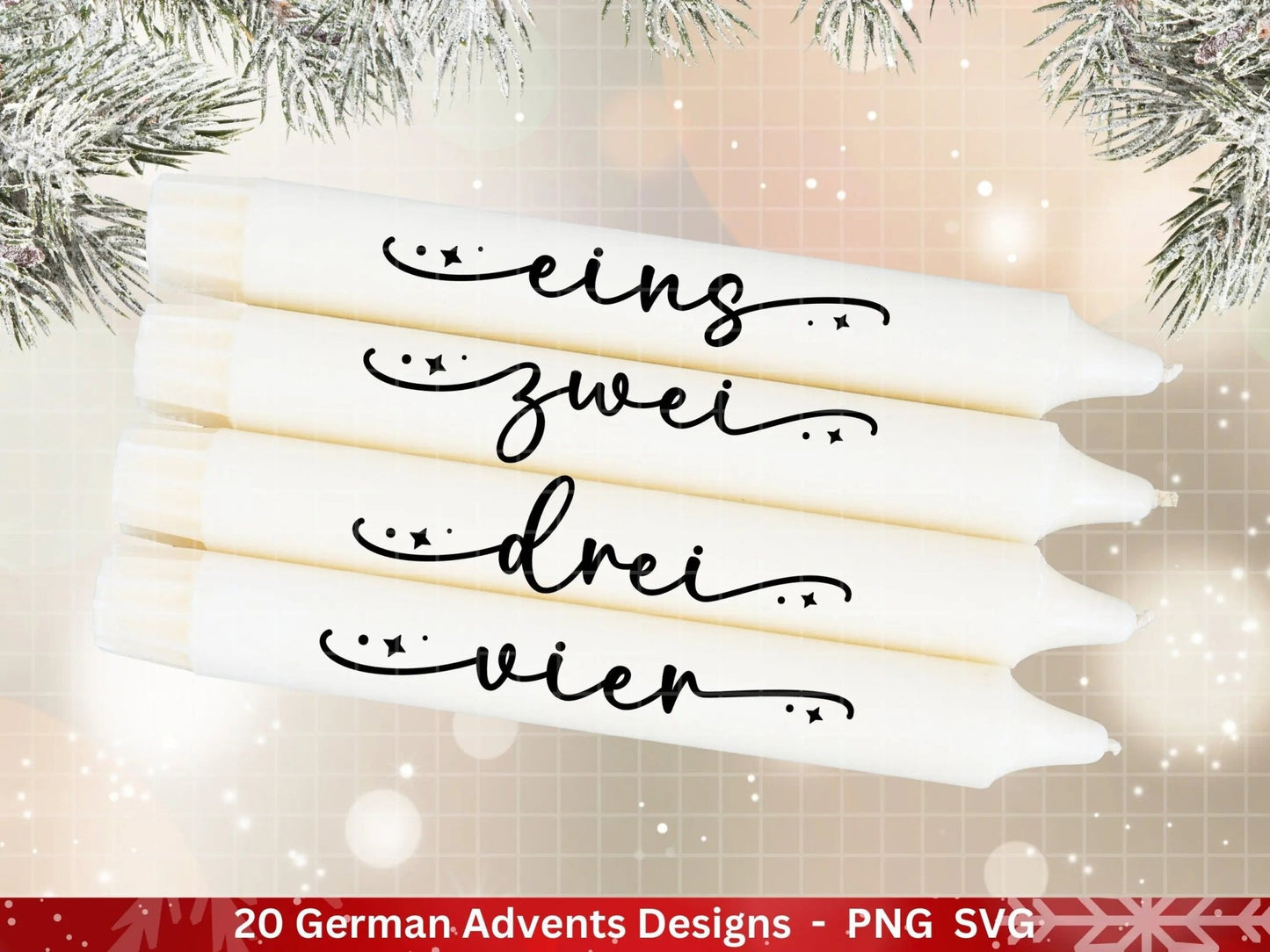 Advent Plotterdatei Svg Png - Plotterdatei 1-4 Adventszahlen Svg -Weihnachten Svg - Silhouette Cricut Download - Weihnachtsgeschenk