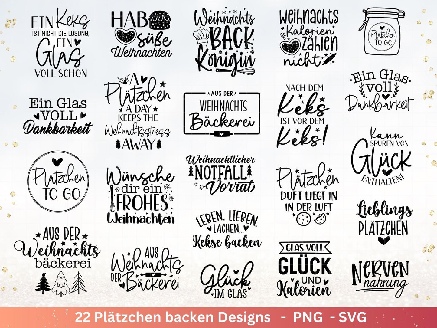 Plotterdatei backen Weihnachten - backen svg - Deutsche Sprüche backen - Cricut svg - Keksdose Weihnachten - Laserdatei backen Sprüche - EmidaDesign