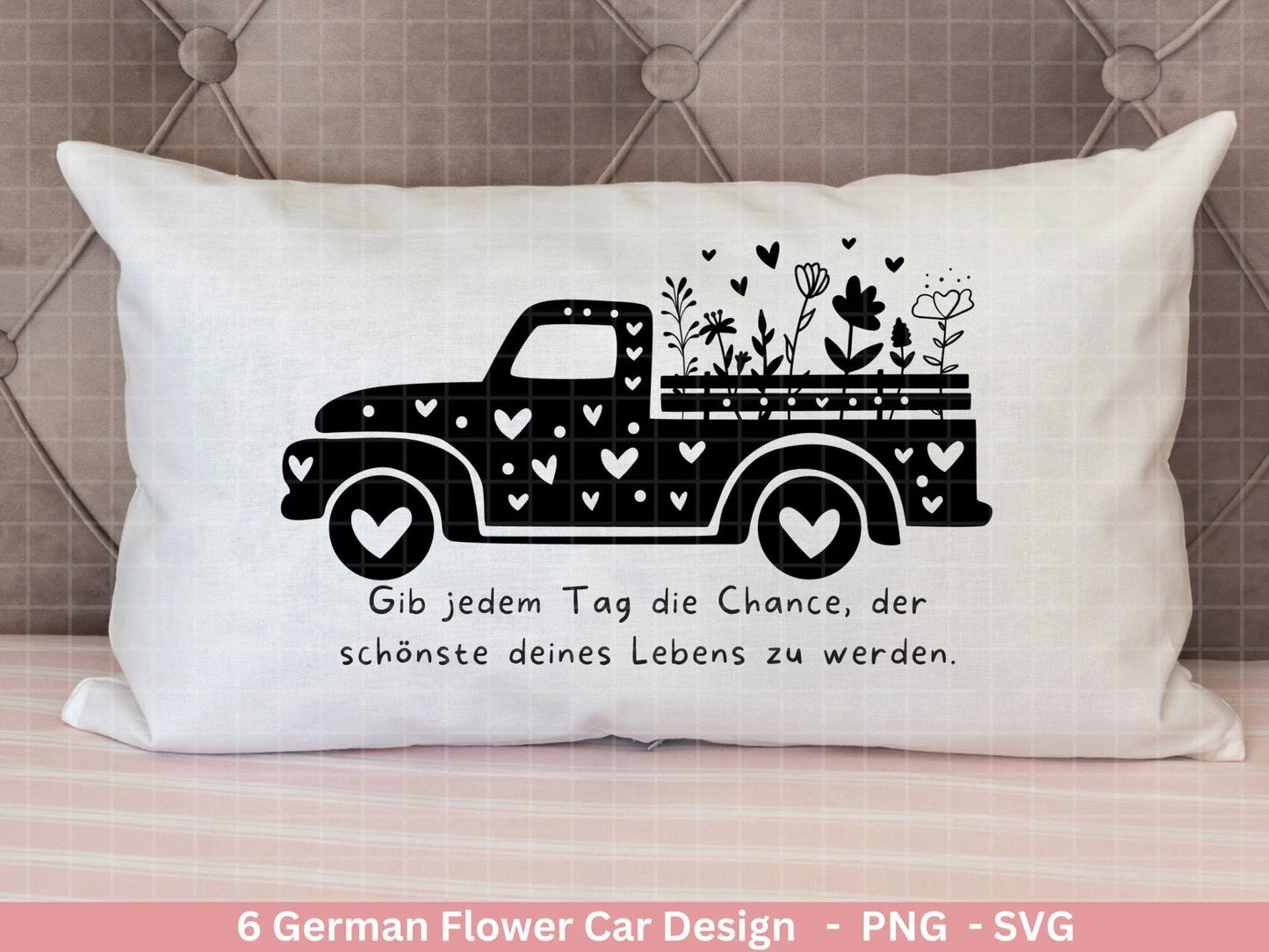 Plotterdatei Blumenauto svg png - Schriftzug Sprüche svg - Clipart Plotterdatei Deutsch - Cricut Silhouette Studio Plotterdatei - digital - EmidaDesign