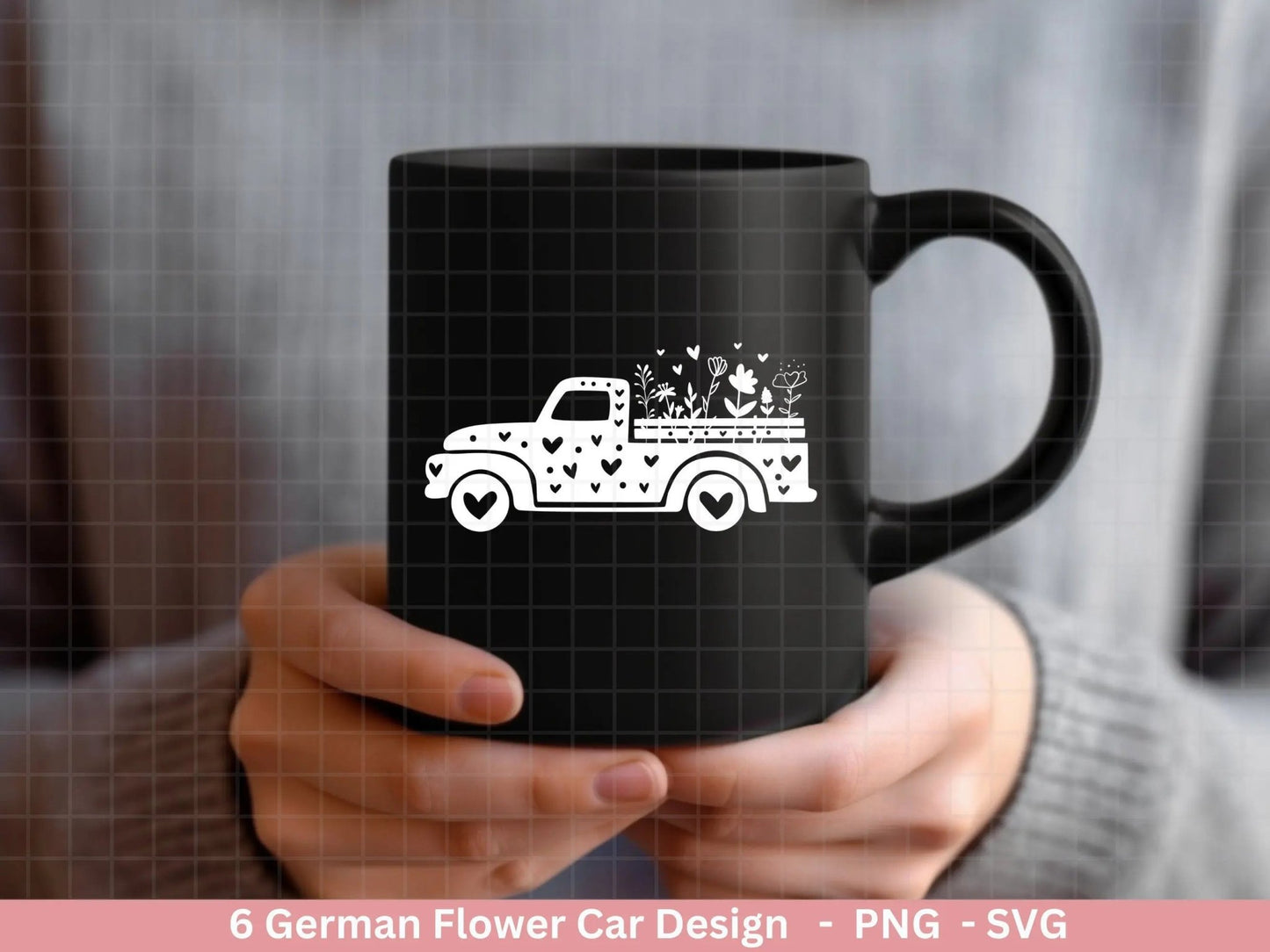 Plotterdatei Blumenauto svg png - Schriftzug Sprüche svg - Clipart Plotterdatei Deutsch - Cricut Silhouette Studio Plotterdatei - digital - EmidaDesign