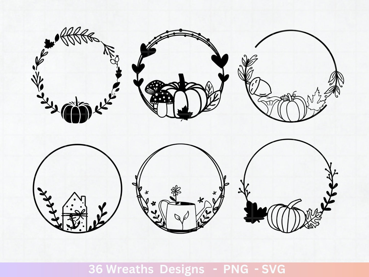 Plotterdatei Blumenkranz - Kränze SVG Bundle - Lorbeerkranz Monogramm - Hochzeitskranz Designs - Cricut Clipart - Weihnachtskranz Laserdatei - EmidaDesign