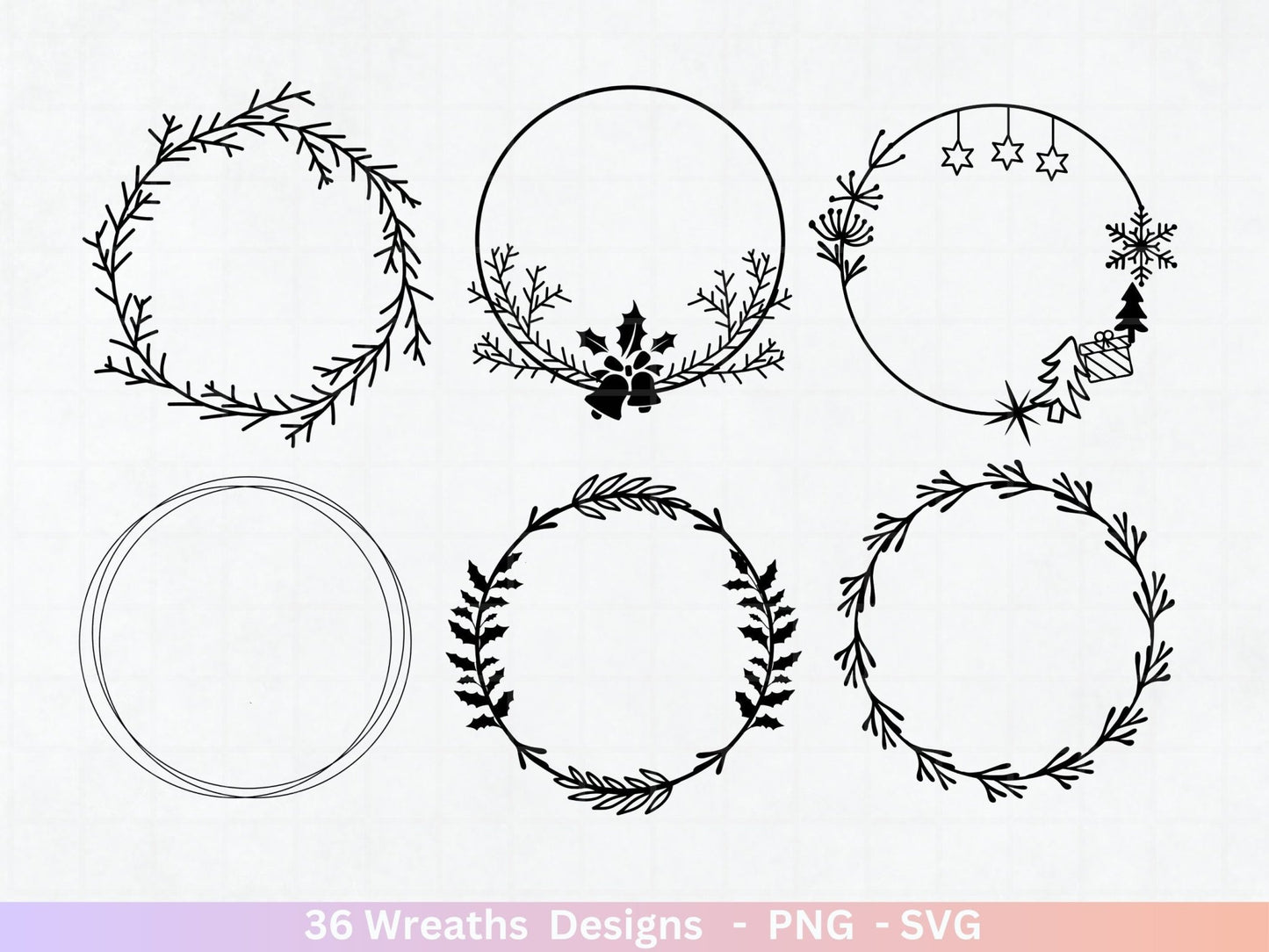 Plotterdatei Blumenkranz - Kränze SVG Bundle - Lorbeerkranz Monogramm - Hochzeitskranz Designs - Cricut Clipart - Weihnachtskranz Laserdatei - EmidaDesign