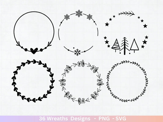 Plotterdatei Blumenkranz - Kränze SVG Bundle - Lorbeerkranz Monogramm - Hochzeitskranz Designs - Cricut Clipart - Weihnachtskranz Laserdatei - EmidaDesign