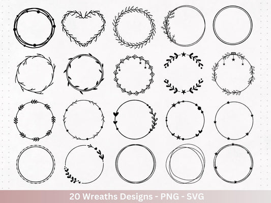 Plotterdatei Blumenkranz - Kränze SVG Bundle - Lorbeerkranz Monogramm - Kränze Designs - Cricut Clipart - Weihnachtskranz - Lasercut Kränze - EmidaDesign