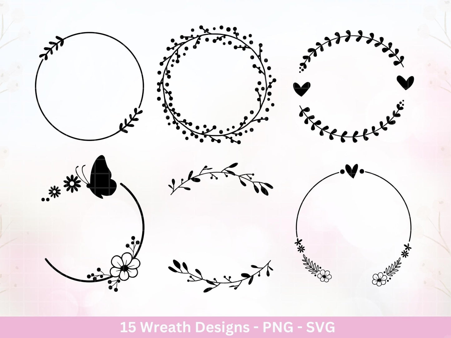 Plotterdatei Blumenkranz - Kränze SVG Bundle - Lorbeerkranz Monogramm - Laserdatei - Osterkranz svg - Cricut Clipart - Frühlingskränze - EmidaDesign