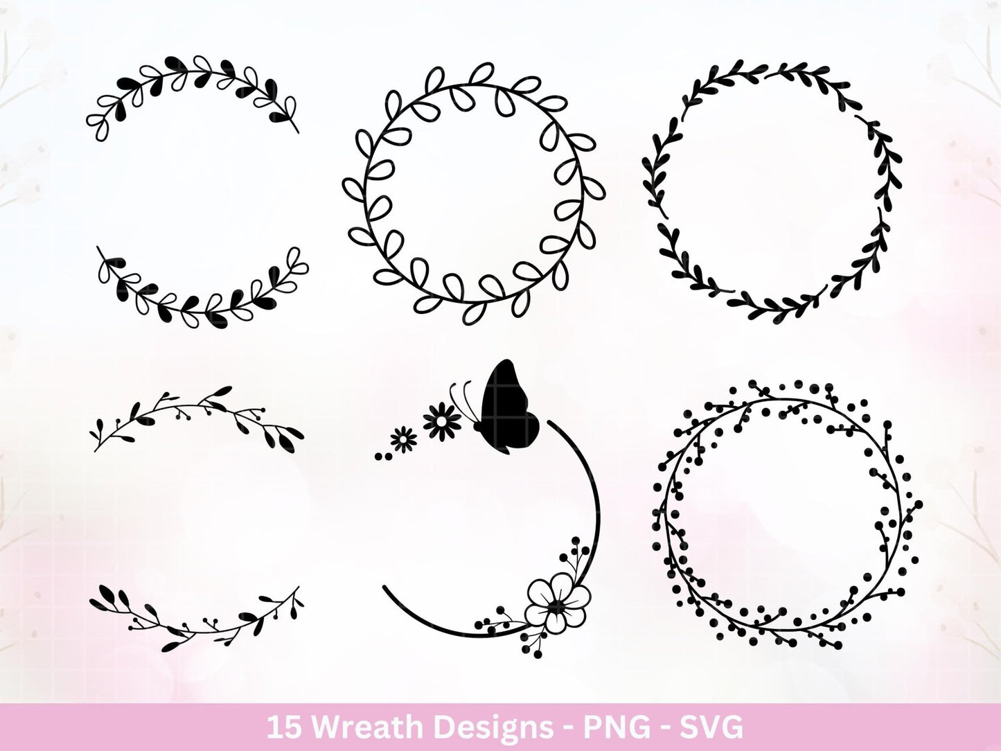 Plotterdatei Blumenkranz - Kränze SVG Bundle - Lorbeerkranz Monogramm - Laserdatei - Osterkranz svg - Cricut Clipart - Frühlingskränze - EmidaDesign