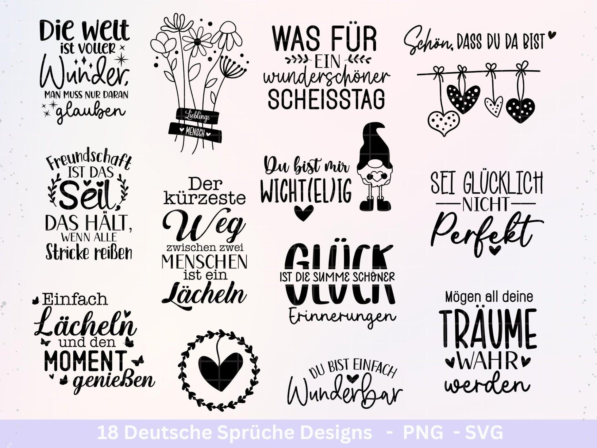 Plotterdatei Danke - Best Friends Svg Bundle - Cricut Silhouette - Lieblingsmensch Svg - Schön dass es dich gibt - Deutsche Sprüche svg - EmidaDesign