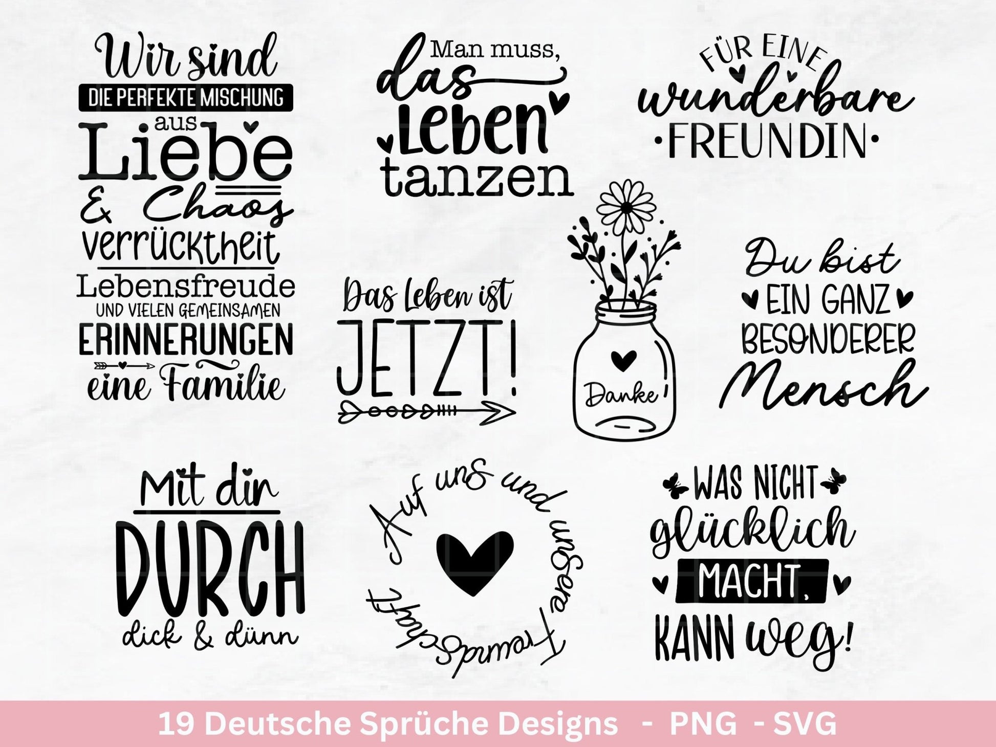 Plotterdatei Danke - Best Friends Svg Bundle - Cricut Silhouette - Lieblingsmensch Svg - Schön dass es dich gibt - Deutsche Sprüche svg - EmidaDesign