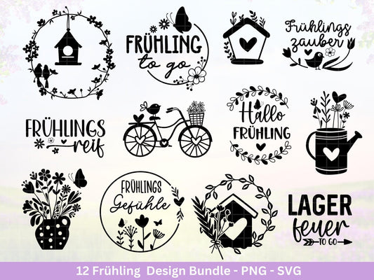 Plotterdatei Frühling - Hallo Frühling - Laserdatei Frühling - Cricut Svg - Ostern Svg - Frühling to go - Frühlings Bundle - Frühling Svg - EmidaDesign