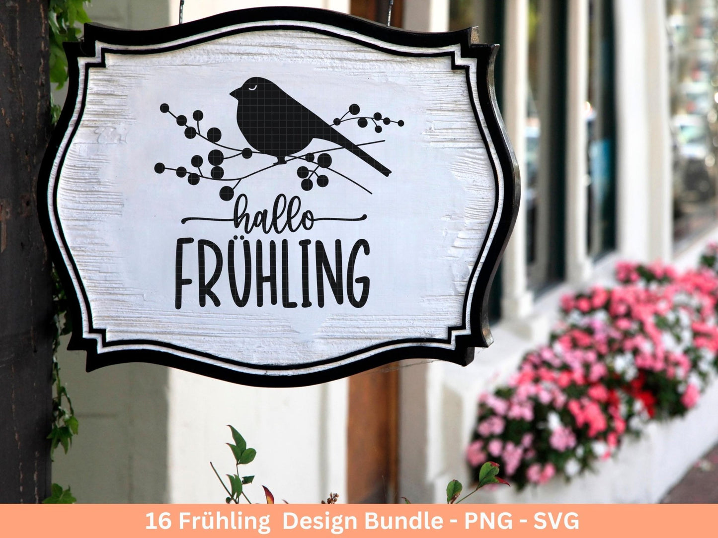 Plotterdatei Frühling - Hallo Frühling - Laserdatei Frühling - Cricut Svg - Ostern Svg - Willkommen svg - Laserdatei Häuser - Frühling Svg - EmidaDesign