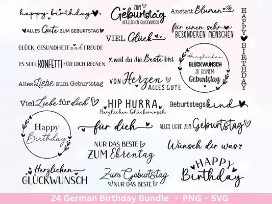 German Geburtstag Plotterdatei Bundle svg - Geburtstagssprüche deutsch - Geburtstag Cricut Silhouette - Geburtstag Schriftzüge - Digistamp