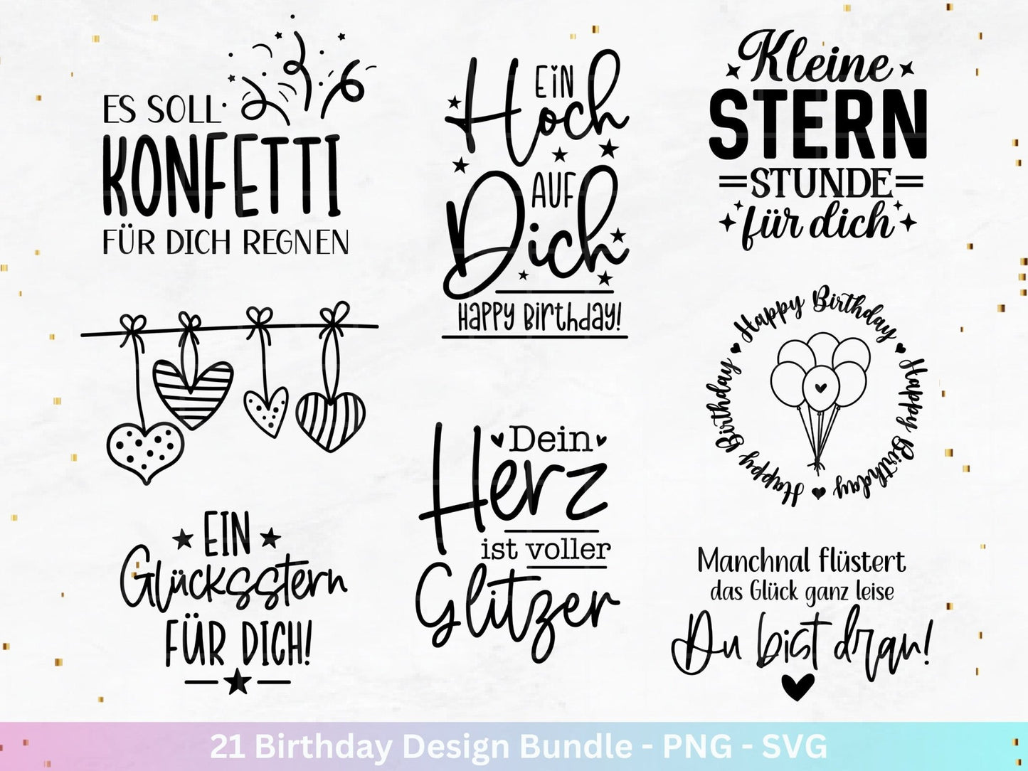 Plotterdatei Geburtstag - Geburtstags - Svg - Bundle - Geburtstagssprüche svg - Geburtstag Cricut Silhouette - Glücksstern - Geburtstag Clipart - EmidaDesign