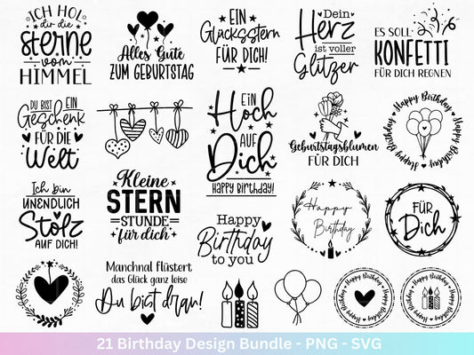 Plotterdatei Geburtstag - Geburtstags - Svg - Bundle - Geburtstagssprüche svg - Geburtstag Cricut Silhouette - Glücksstern - Geburtstag Clipart - EmidaDesign