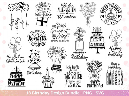 Plotterdatei Geburtstag - Geburtstagssprüche svg - Geburtstag svg - Cricut Silhouette - Geburtstag Schriftzüge - Digistamp - Laserdatei - EmidaDesign