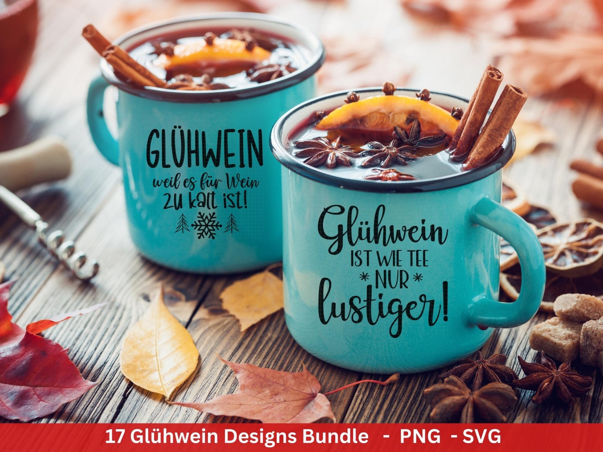 Plotterdatei Glühwein - Glühwein Tassen Sprüche - Glühwein Schriftzüge - Plotterdatei Weihnachten - Laserdatei Glühwein - Cricut Silhouette - EmidaDesign