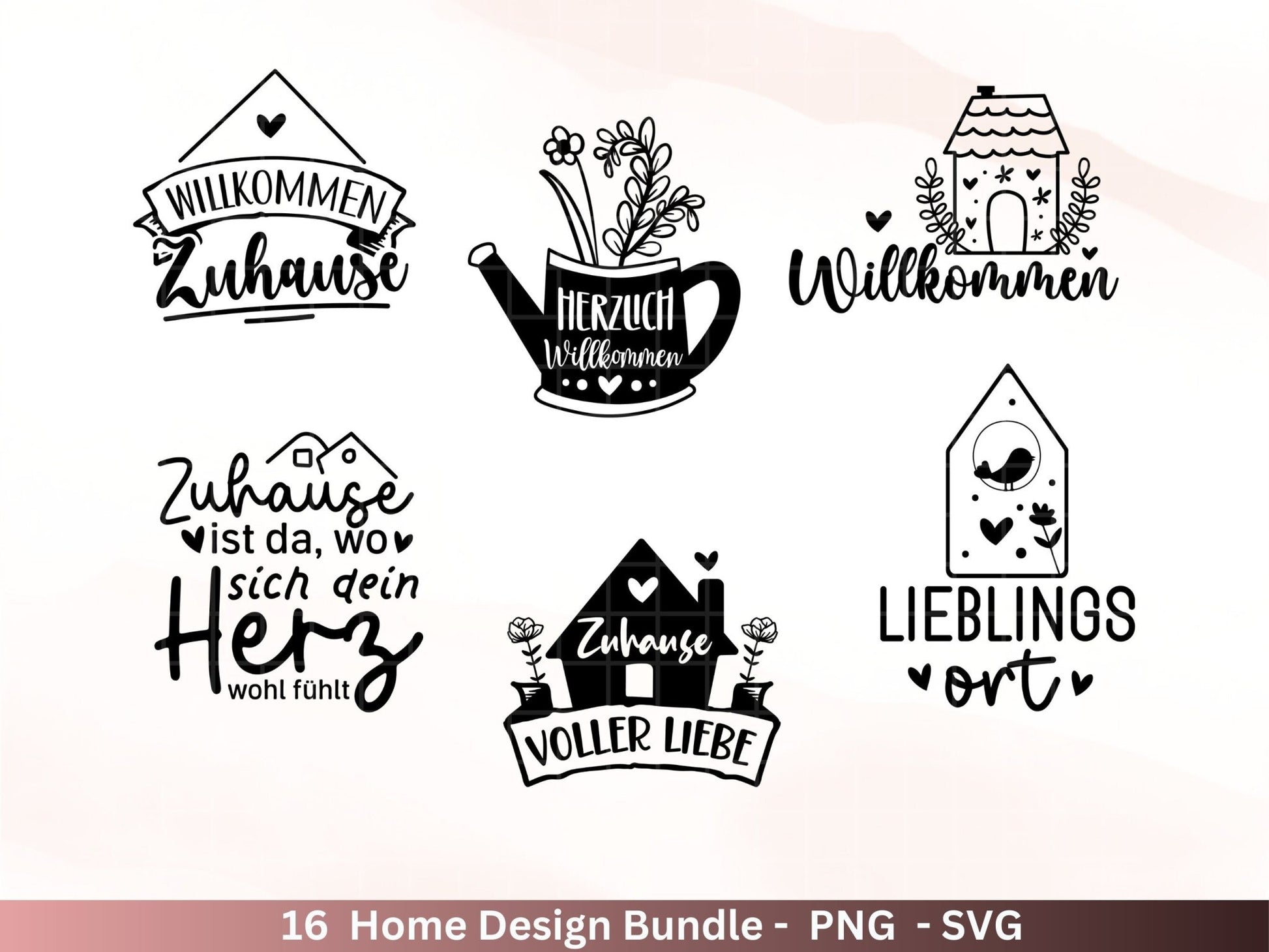 Plotterdatei Home svg - Zuhause Schriftzug Sprüche svg - Clipart Plotterdatei Deutsch - Cricut Silhouette Studio Plotterdatei - digital - EmidaDesign