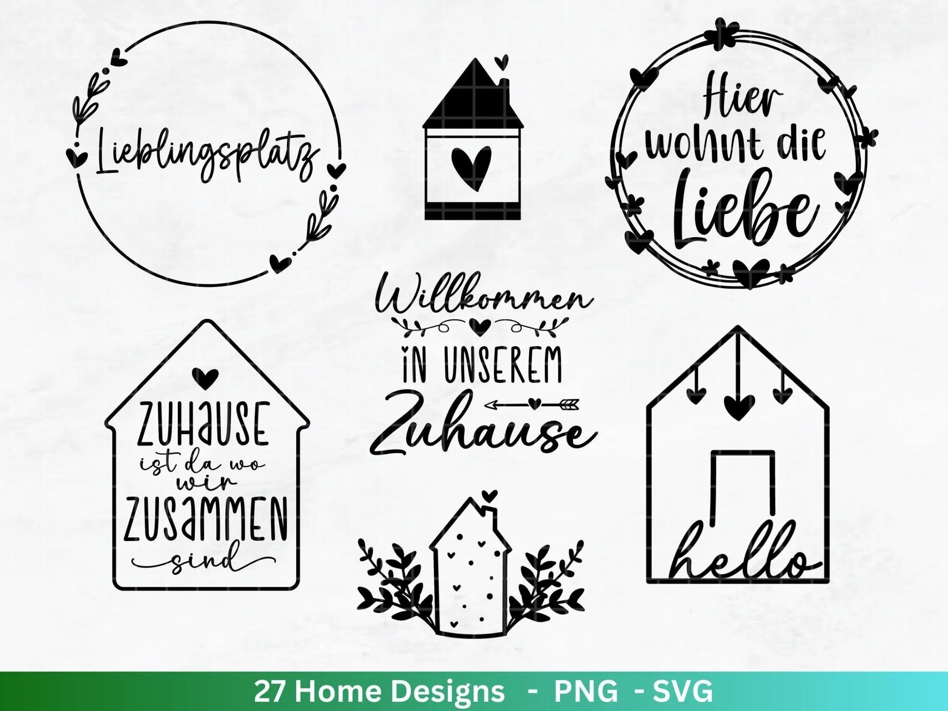 Plotterdatei Home svg - Zuhause Schriftzug Sprüche svg - Clipart Plotterdatei Deutsch - Cricut Silhouette Studio Plotterdatei - digital