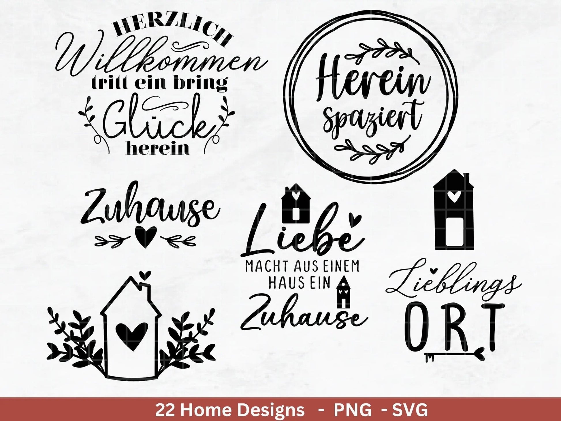 Plotterdatei Home svg - Zuhause Schriftzug Sprüche svg - Clipart Plotterdatei Deutsch - Cricut Silhouette Studio Plotterdatei - digital