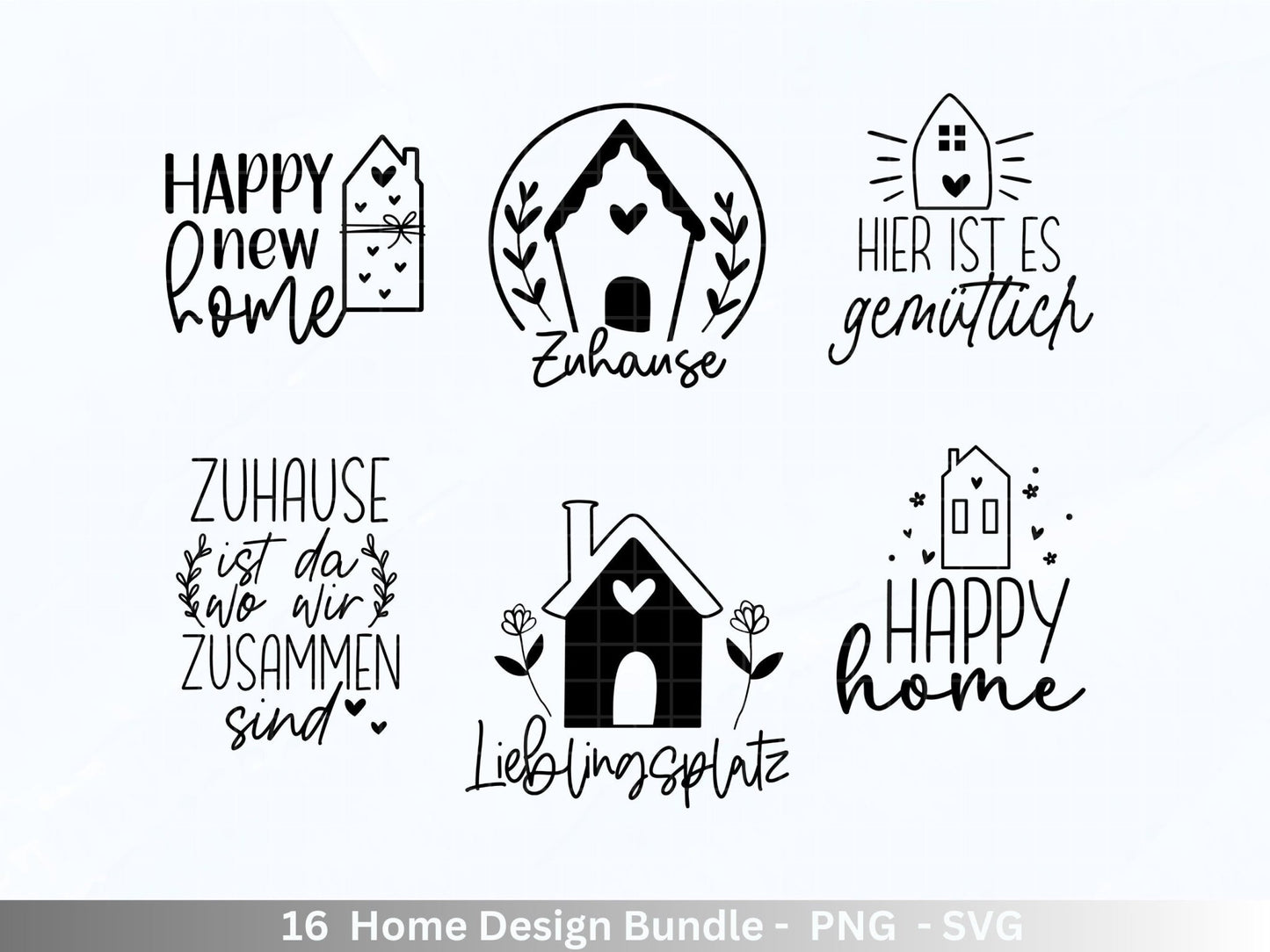 Plotterdatei Home svg - Zuhause Schriftzug Sprüche svg - Clipart Plotterdatei Deutsch - Cricut Silhouette Studio Plotterdatei - digital - EmidaDesign