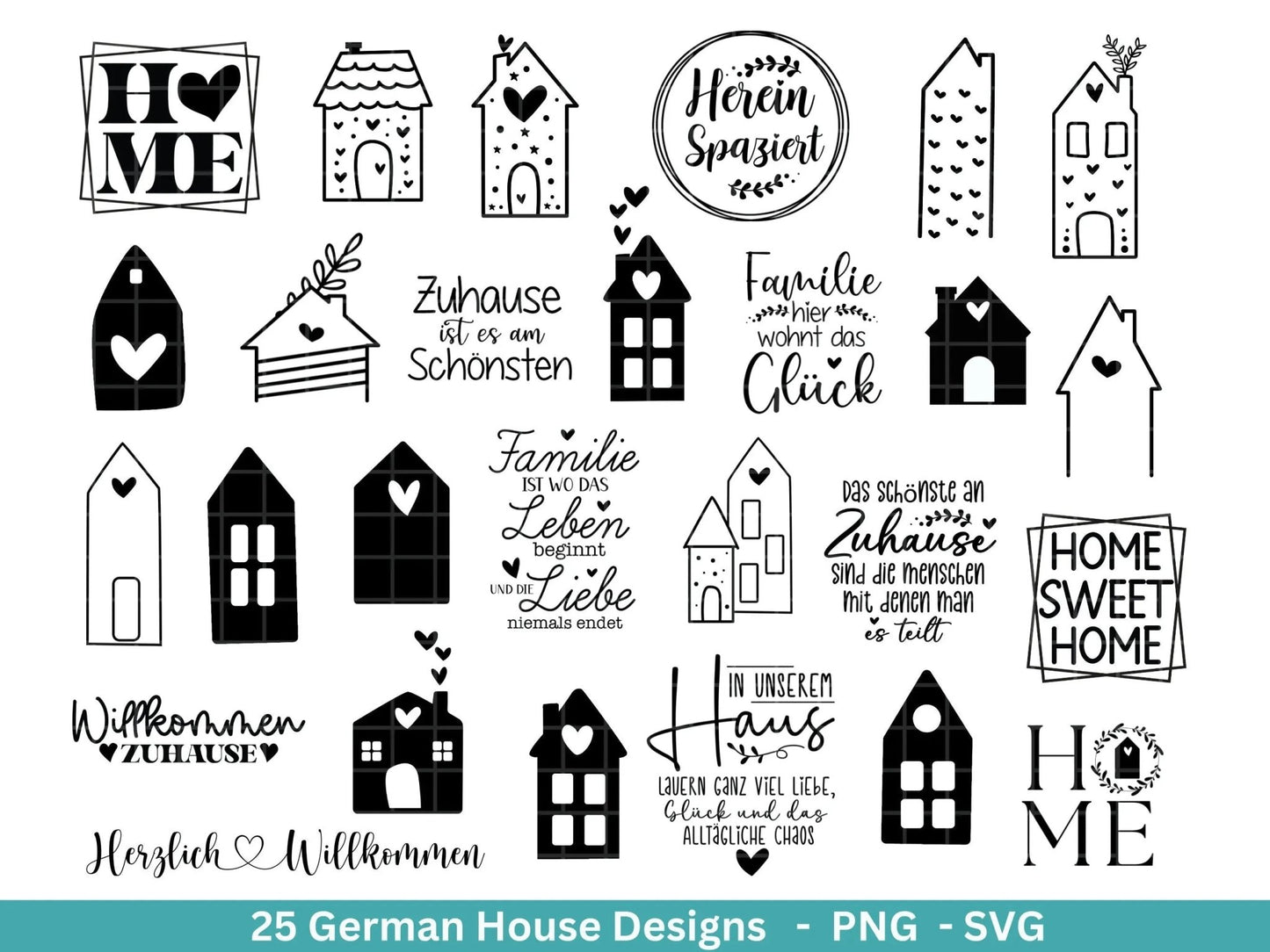 Plotterdatei Home svg - Zuhause Schriftzug Sprüche svg - Clipart Plotterdatei Deutsch - Cricut Silhouette Studio Plotterdatei - digital