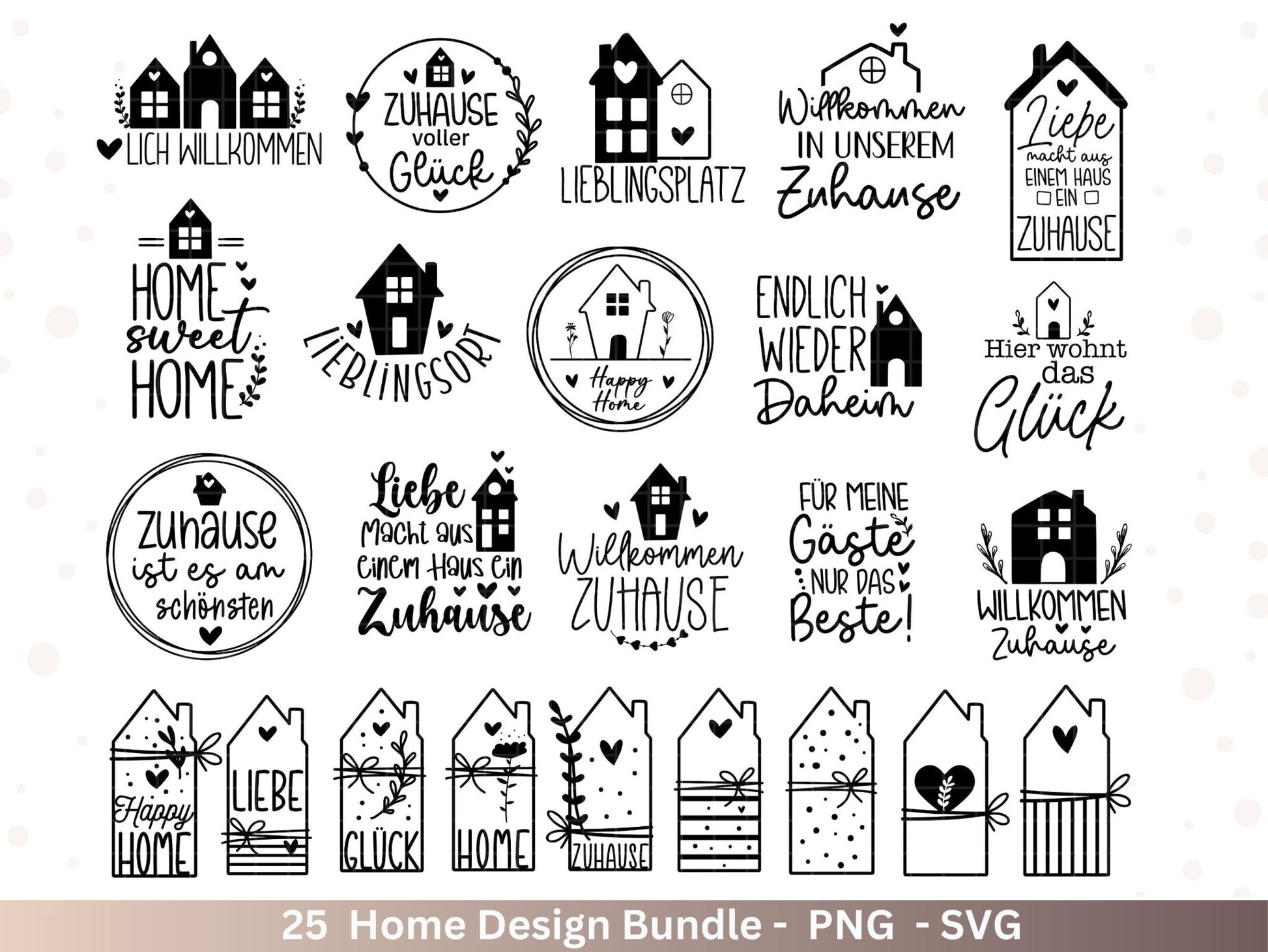 Plotterdatei Home svg - Zuhause Schriftzug Sprüche svg - Clipart Plotterdatei Deutsch - Cricut Silhouette Studio Plotterdatei - digital - EmidaDesign