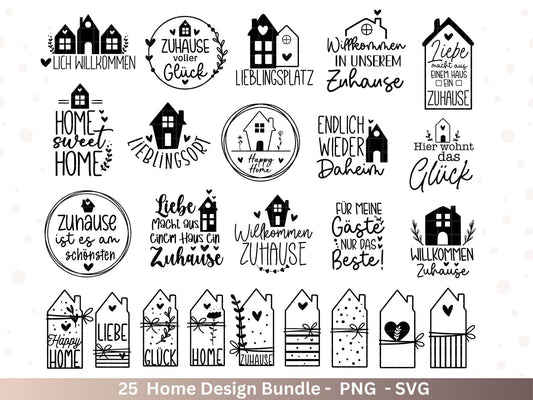 Plotterdatei Home svg - Zuhause Schriftzug Sprüche svg - Clipart Plotterdatei Deutsch - Cricut Silhouette Studio Plotterdatei - digital - EmidaDesign