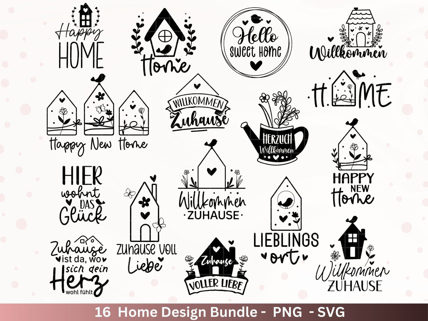 Plotterdatei Home svg - Zuhause Schriftzug Sprüche svg - Clipart Plotterdatei Deutsch - Cricut Silhouette Studio Plotterdatei - digital - EmidaDesign