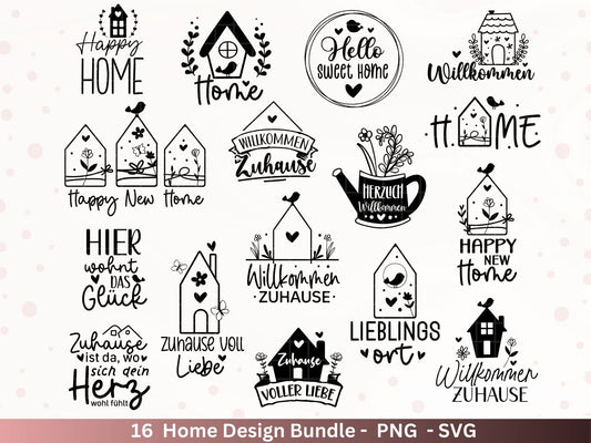 Plotterdatei Home svg - Zuhause Schriftzug Sprüche svg - Clipart Plotterdatei Deutsch - Cricut Silhouette Studio Plotterdatei - digital - EmidaDesign