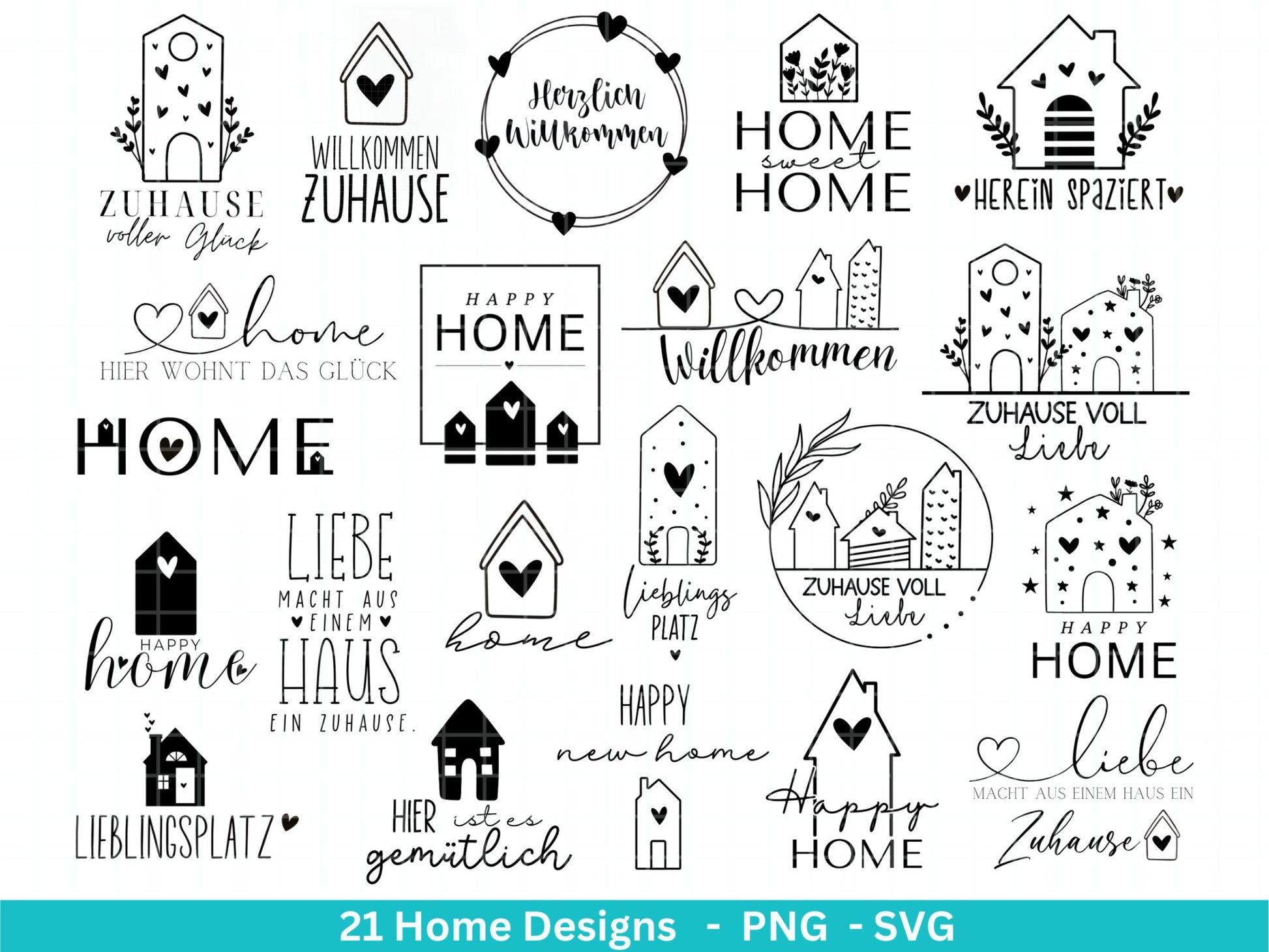 Plotterdatei Home svg - Zuhause Schriftzug Sprüche svg - Clipart Plotterdatei Deutsch - Cricut Silhouette Studio Plotterdatei - digital - EmidaDesign