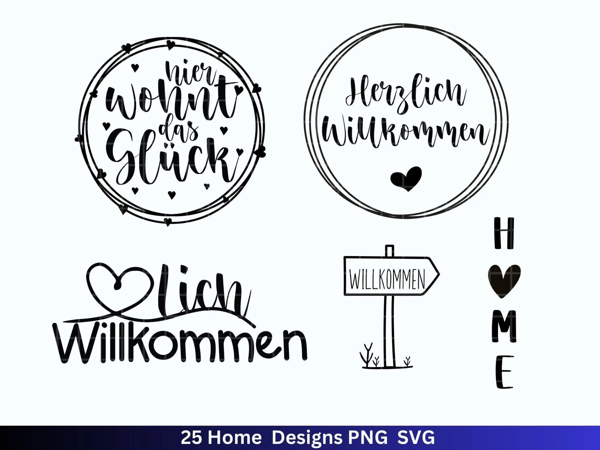 Plotterdatei Home svg - Zuhause Schriftzug Sprüche svg - Clipart Plotterdatei Deutsch - Cricut Silhouette Studio Plotterdatei - digital