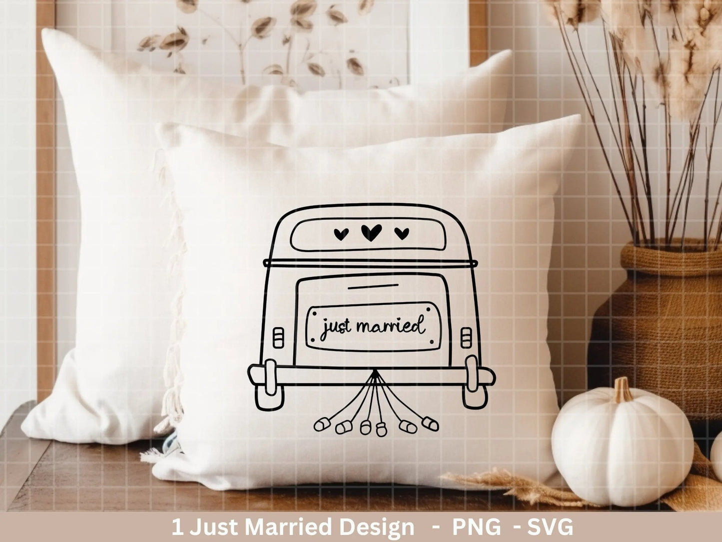 Plotterdatei just married Svg Png - Hochzeitsauto svg - Bulli - Heirat - Geschenk Ehe - Flitterwochen - Liebe Cricut Silhouette Studio svg - EmidaDesign