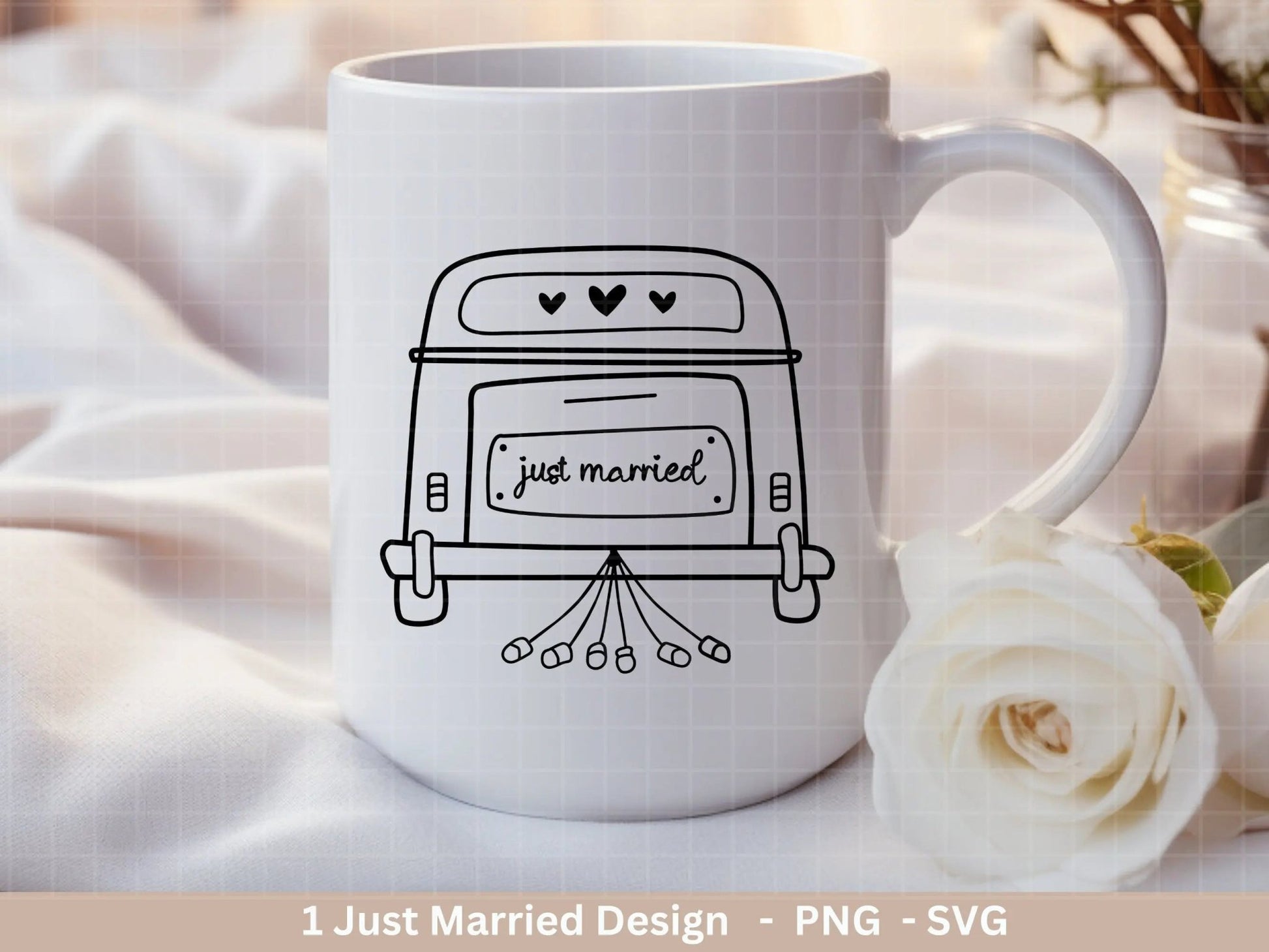 Plotterdatei just married Svg Png - Hochzeitsauto svg - Bulli - Heirat - Geschenk Ehe - Flitterwochen - Liebe Cricut Silhouette Studio svg - EmidaDesign