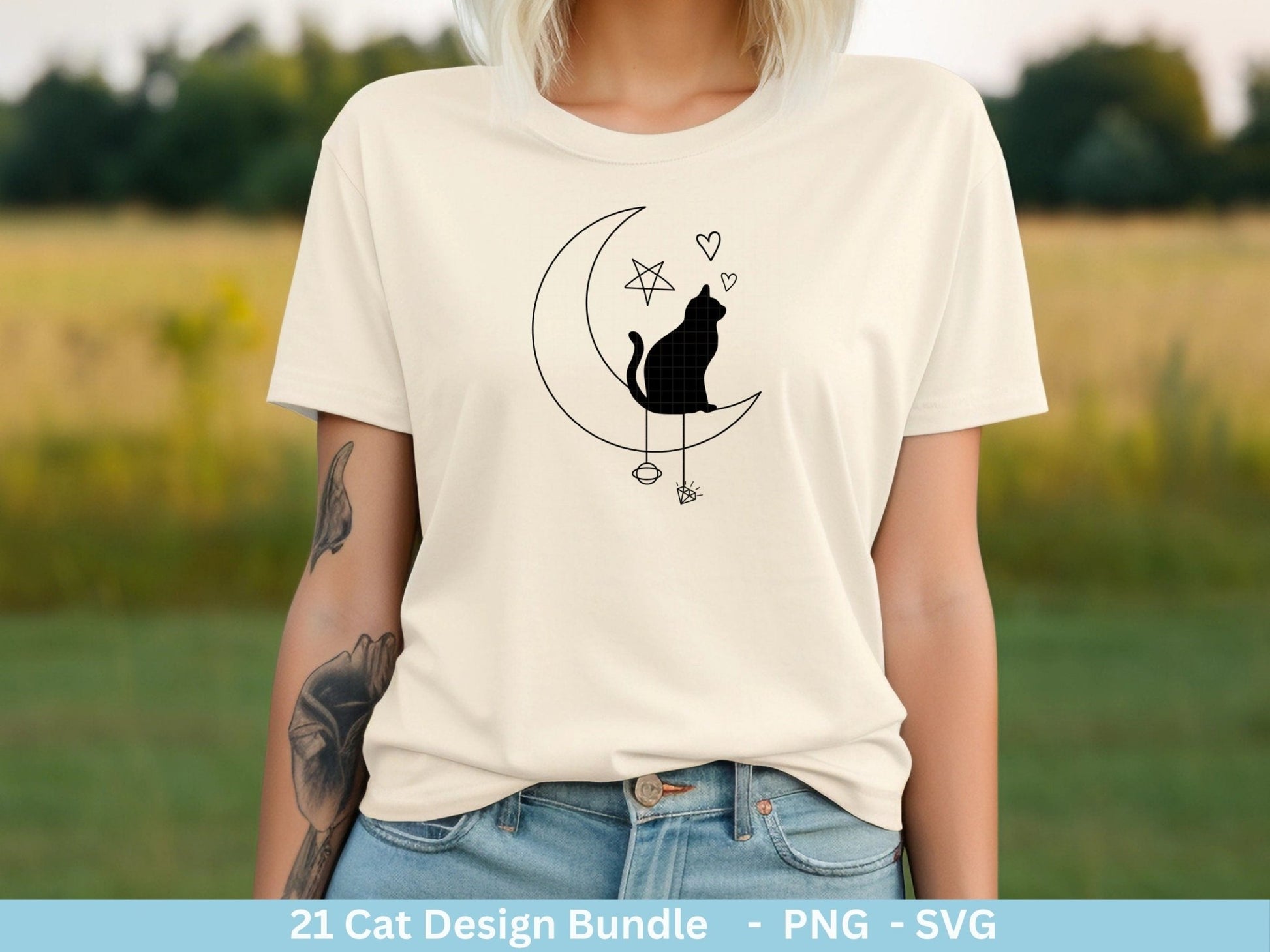 Plotterdatei Katze und Mond Phasen - Magische Katze svg, Magische Illustration svg - Katze Plotterdatei - Boho svg - Katzen SVG Bundle - EmidaDesign