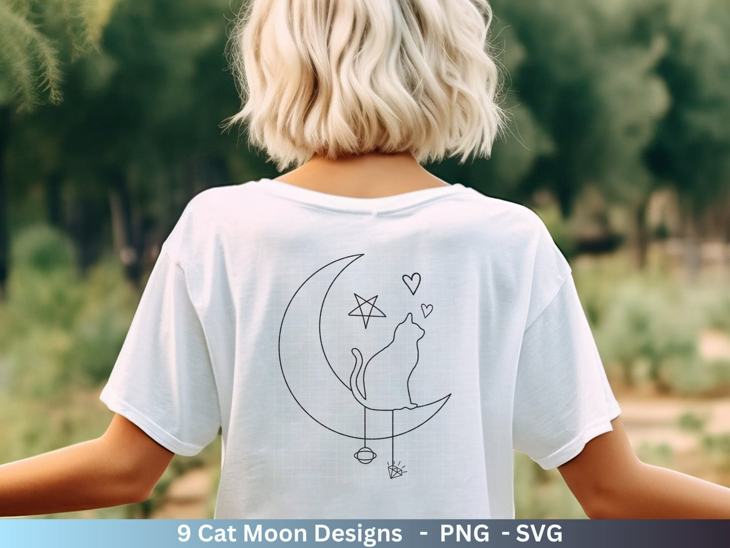 Plotterdatei Katze und Mond Phasen - Magische Katze svg, Magische Illustration svg - Katze Plotterdatei - Boho svg - Katzen SVG Bundle - EmidaDesign