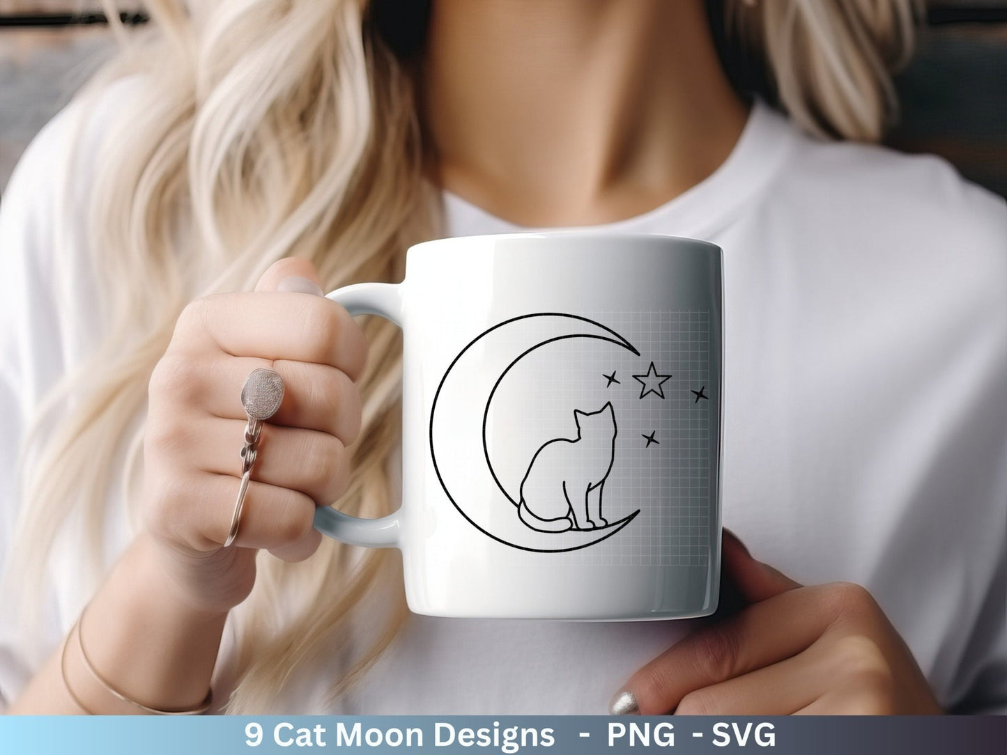 Plotterdatei Katze und Mond Phasen - Magische Katze svg, Magische Illustration svg - Katze Plotterdatei - Boho svg - Katzen SVG Bundle - EmidaDesign