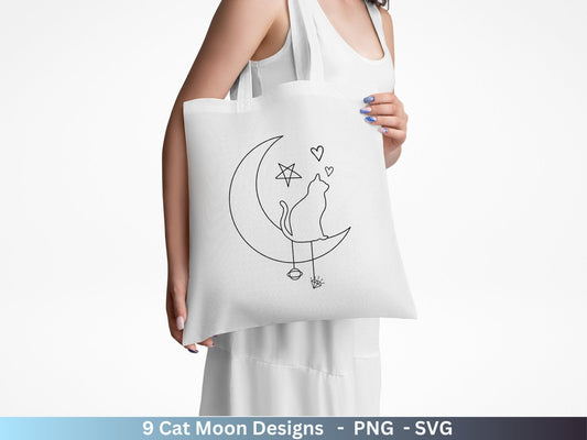 Plotterdatei Katze und Mond Phasen - Magische Katze svg, Magische Illustration svg - Katze Plotterdatei - Boho svg - Katzen SVG Bundle - EmidaDesign