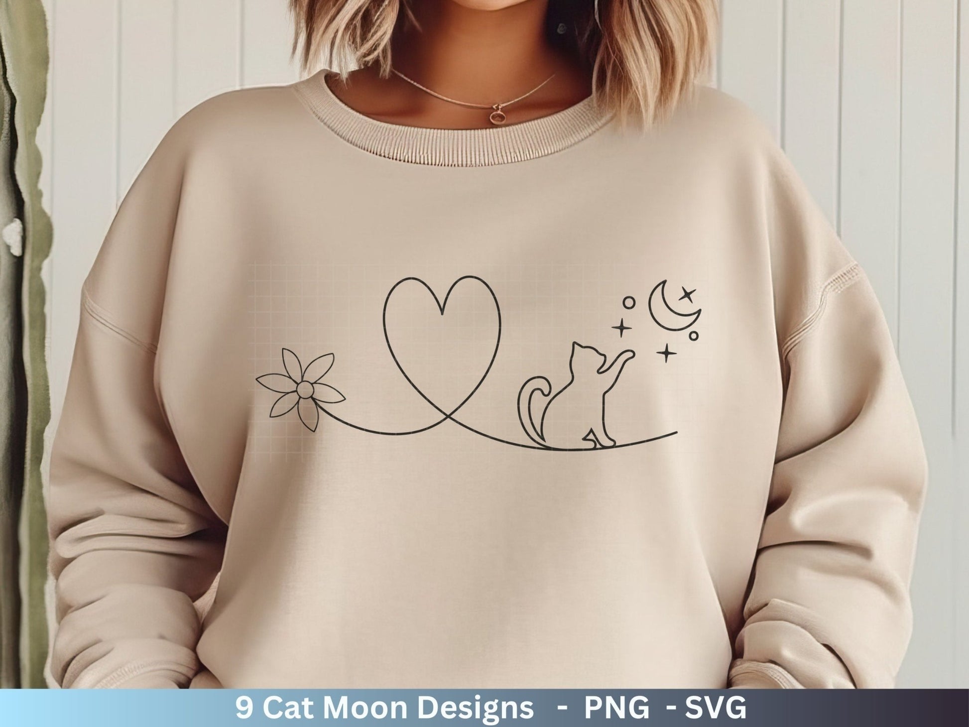 Plotterdatei Katze und Mond Phasen - Magische Katze svg, Magische Illustration svg - Katze Plotterdatei - Boho svg - Katzen SVG Bundle - EmidaDesign