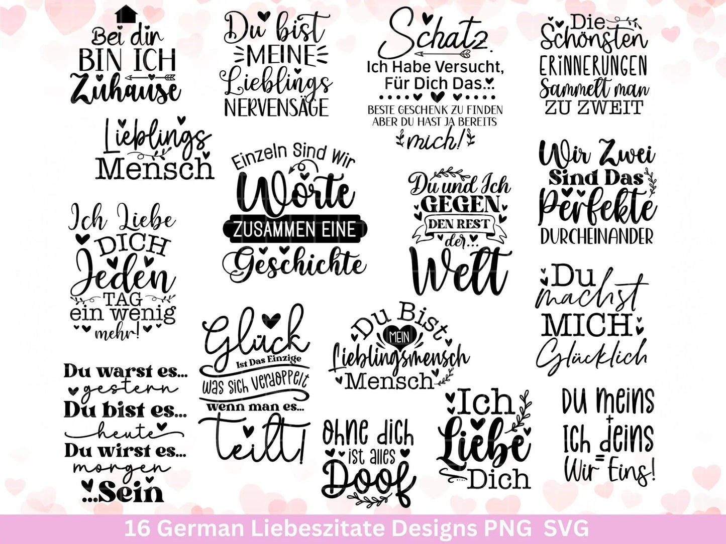 Plotterdatei Liebe Zitate Deutsch Svg - Liebling Herz Svg - Liebe svg - Cricut Silhouette Bundle - ich Liebe dich Clipart - Liebe Bundle - EmidaDesign