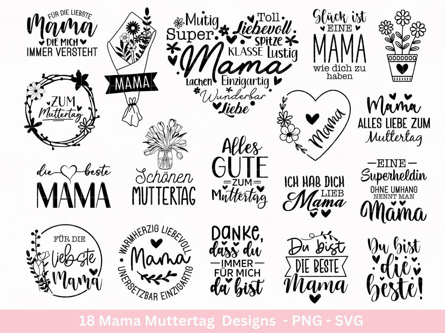 Plotterdatei Muttertag - Mama svg - Deutsche Sprüche - Herz svg - Plotterdatei Mama - Cricut svg - Laserdatei Muttertag - Geschenk Mama - EmidaDesign