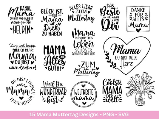 Plotterdatei Muttertag - Mama svg - Deutsche Sprüche - Herz svg - Plotterdatei Mama - Cricut svg - Laserdatei Muttertag - Geschenk Mama - EmidaDesign