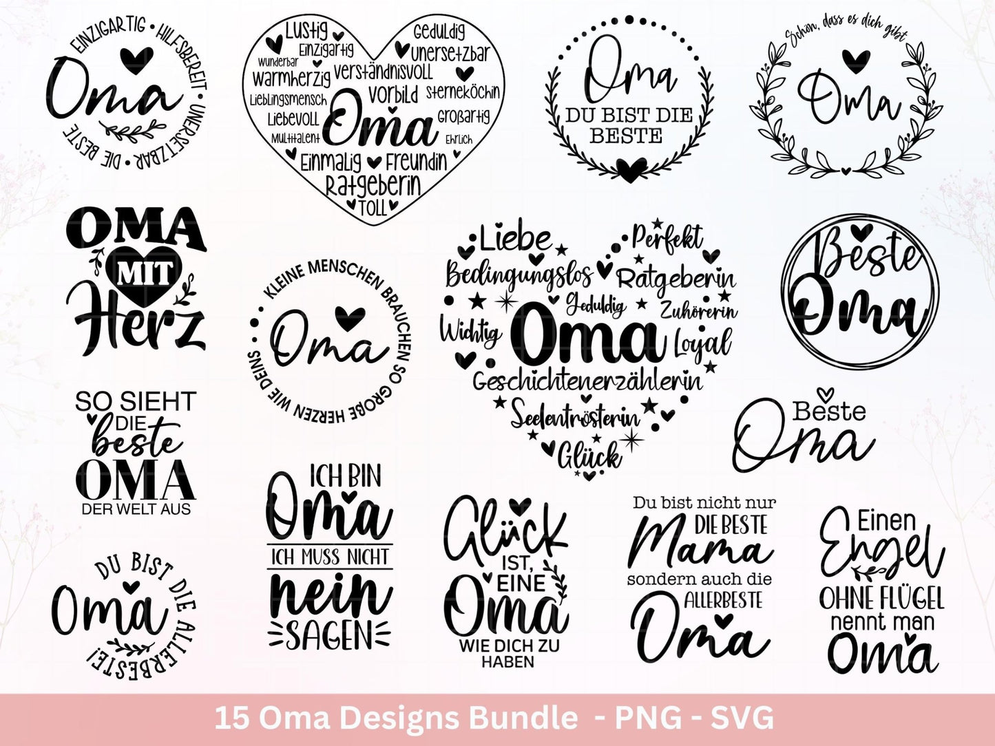 Plotterdatei Oma - Großmutter - Oma svg - Deutsche Sprüche Svg - Familie Svg - Cricut svg - Laserdatei Oma - Geschenk Oma - Muttertag Oma - EmidaDesign