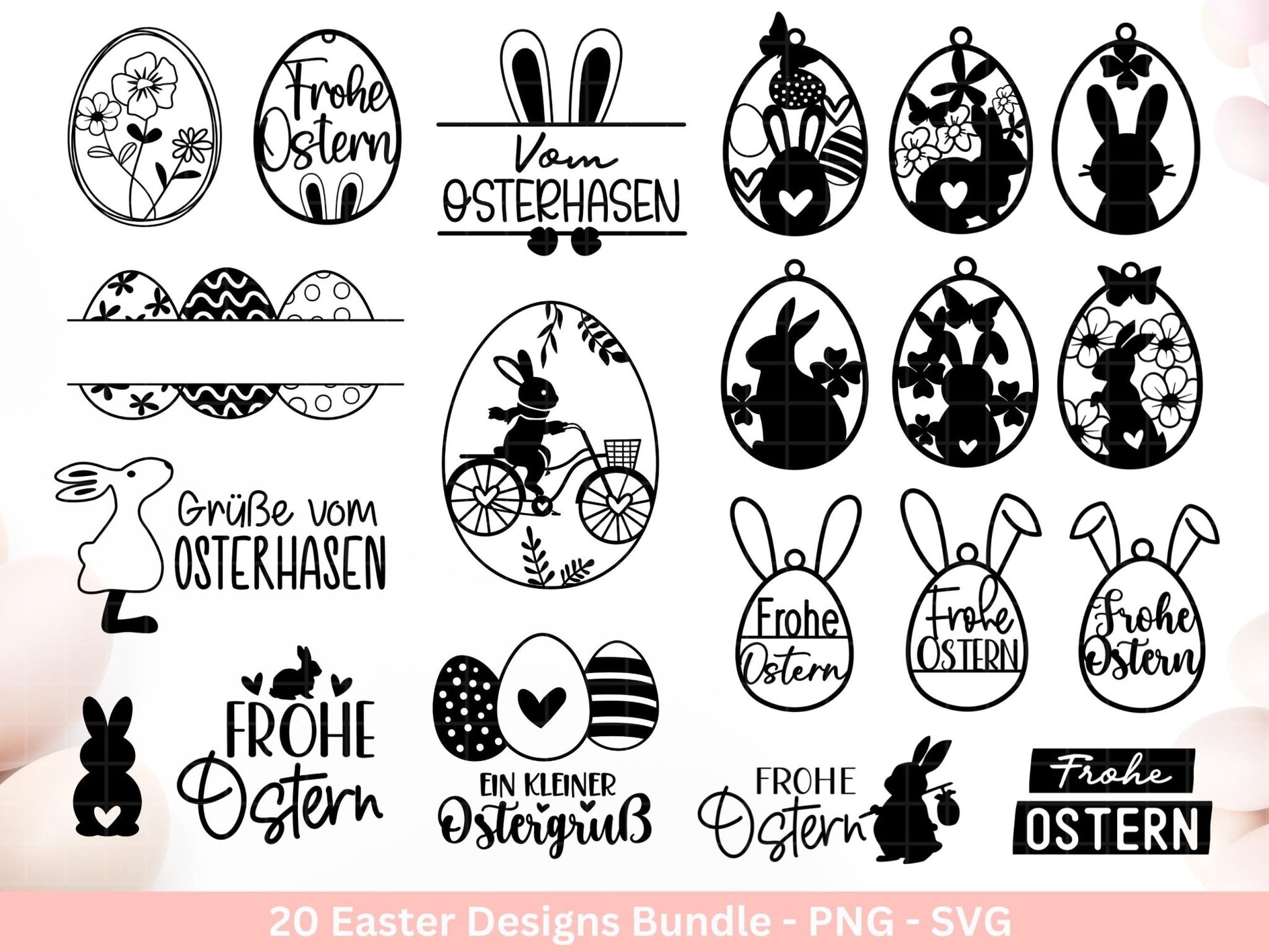 Plotterdatei Ostern - Ostern Schriftzüge - Ostern Anhänger Svg - Hase Svg - Ostern Svg - Laserdatei Ostern - Ostergeschenk - Frohe Ostern - EmidaDesign