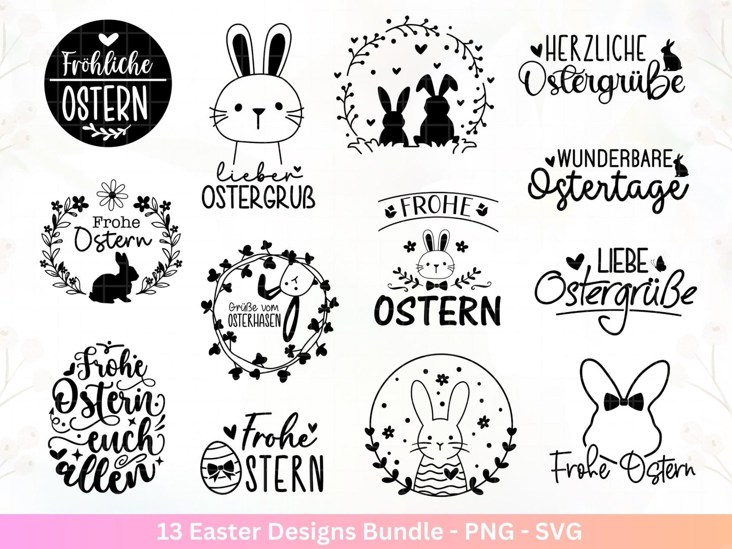 Plotterdatei Ostern - Schriftzüge Ostern - Hase Svg - Ostern Svg - Osterhase Svg - Laserdatei Ostern - Frühling Plotterdatei - Osterei Svg - EmidaDesign