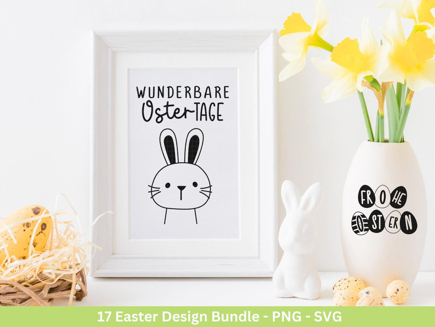 Plotterdatei Ostern - Schriftzüge Ostern - Hase Svg - Ostern Svg - Osterhase Svg - Laserdatei Ostern - Frühling Plotterdatei - Osterei Svg - EmidaDesign