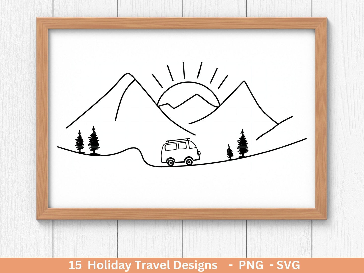 Plotterdatei Reisen svg - Camping svg- Sommer svg - Reisen svg - Urlaub svg - Boho Clipart - Moon Svg - Cricut Silhouette - Camping bus - EmidaDesign