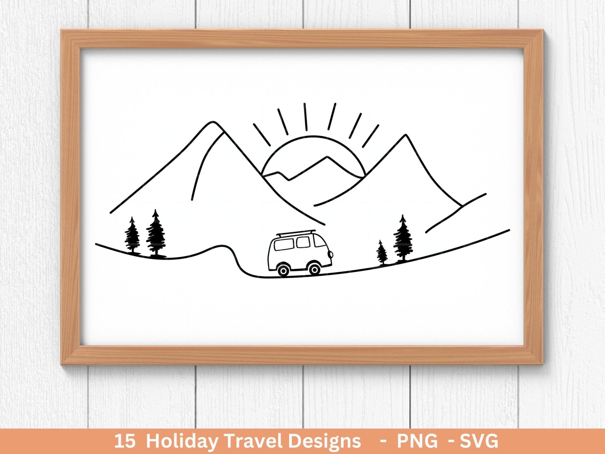 Plotterdatei Reisen svg - Camping svg- Sommer svg - Reisen svg - Urlaub svg - Boho Clipart - Moon Svg - Cricut Silhouette - Camping bus - EmidaDesign