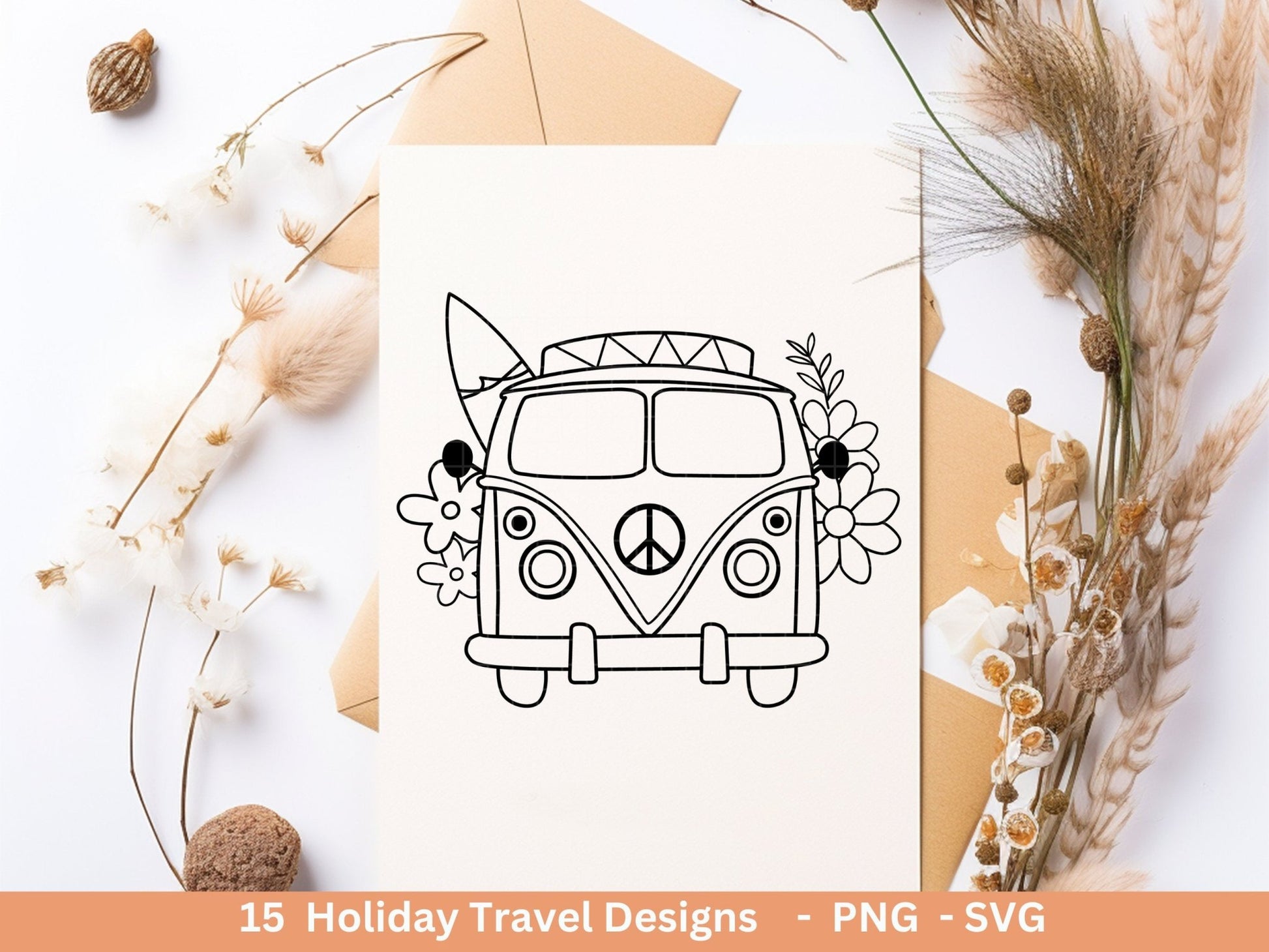 Plotterdatei Reisen svg - Camping svg- Sommer svg - Reisen svg - Urlaub svg - Boho Clipart - Moon Svg - Cricut Silhouette - Camping bus - EmidaDesign