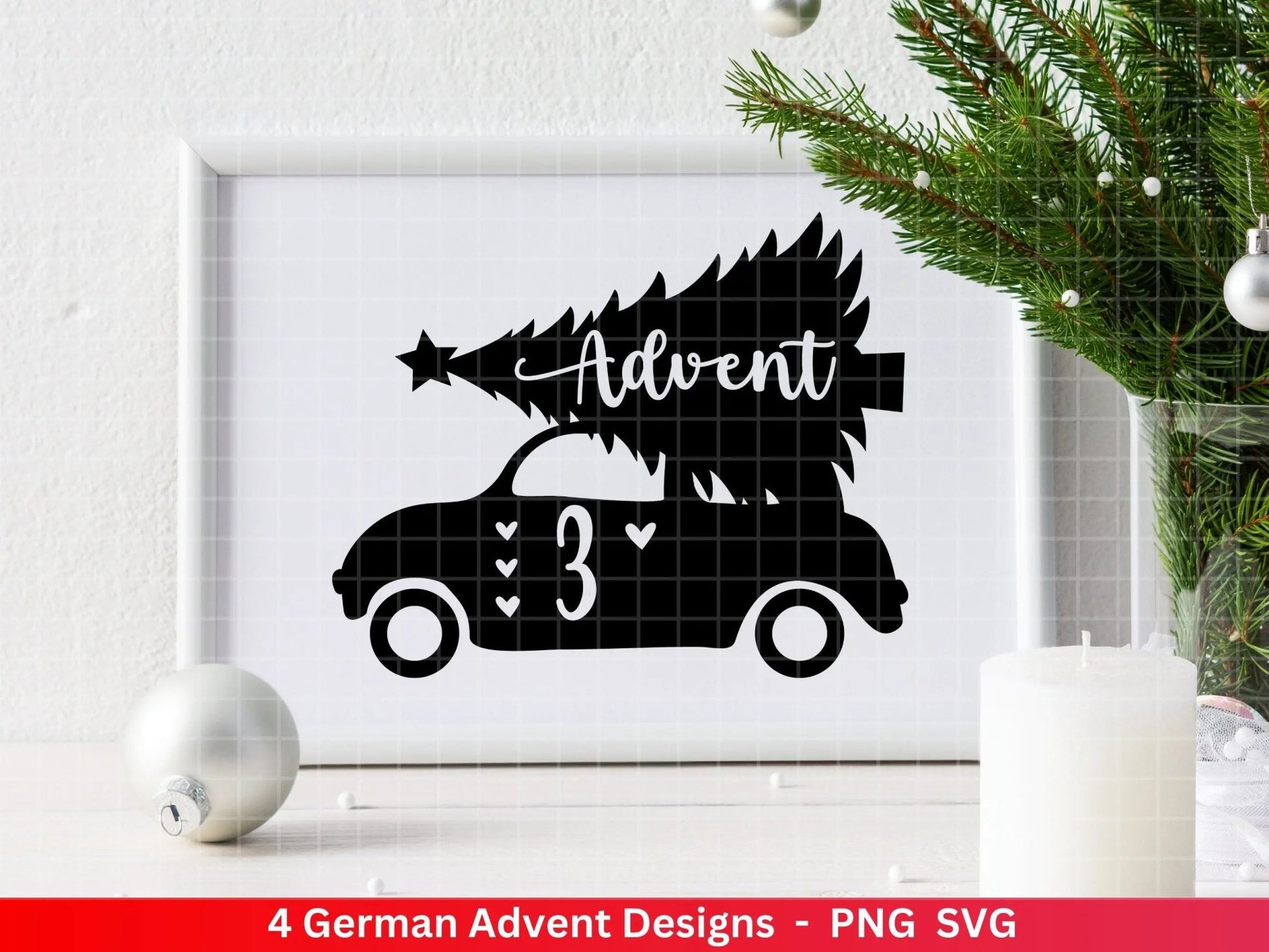 Plotterdatei Weihnachten - Adventszahlen - Weihnachtsauto - Tannebaum - EmidaDesign